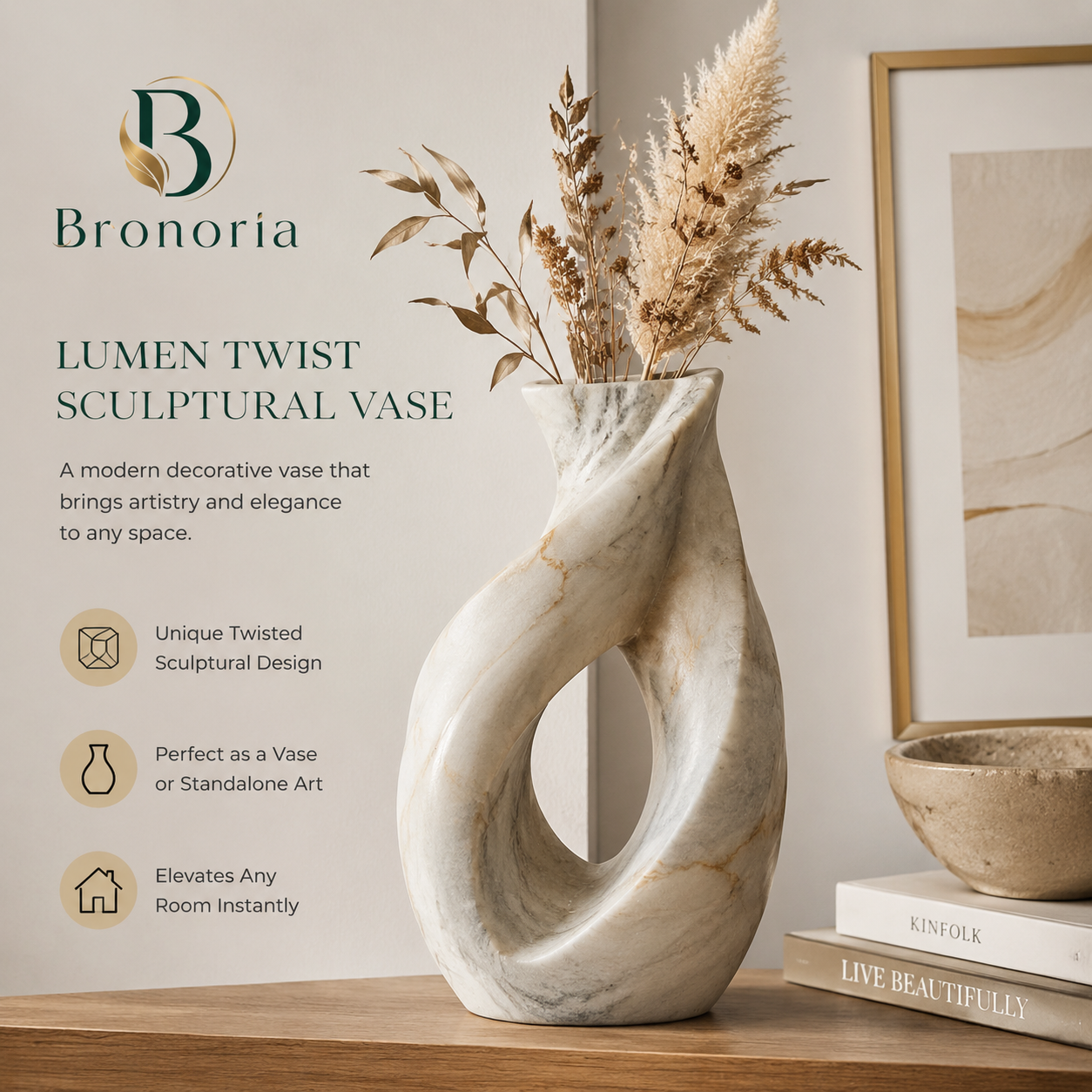 Bronoria™ — Seraph Flow Sculptural Vase