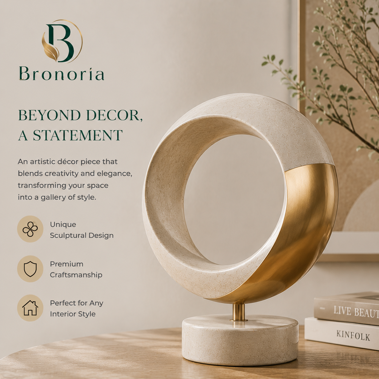 Bronoria™ — Halo Meridian Ring Sculpture Vessel